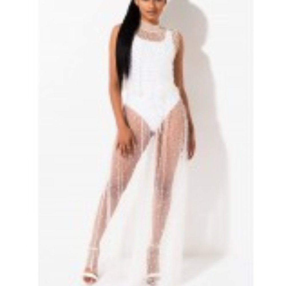 WHITE - Galaxy Pearl Maxi Skirt and Top SET